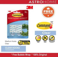 Gantungan Clear Medium Hooks 3M Command 17091CLR 17091 CLR Perekat Kuat Transparan 2 Hook Maks 900g