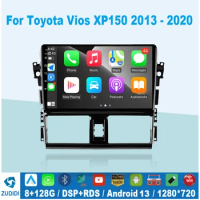 2din Carplay DSP For TOYOTA VIOS YARIS 2013 2014 2015 2016 Android 13 Car Radio Multimedia Player GPS Navigation NO DVD 2 Din