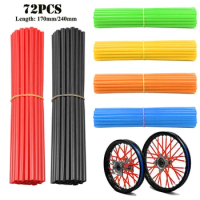 Hot 72Pcs Motorcycle Wheel Spoked Protector Wraps Rims Skin Trim Covers Pipe For Motocross Bicycle Bike Cool Accessories 17/24cm