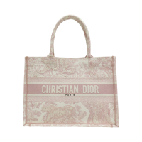 Dior 迪奧 粉色 緹花帆布 Book Tote 托特包 【二手名牌BRAND OFF】