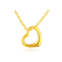 24K Yellow Gold Pendant Pure 999 3D Yellow Gold Heart LOVE Necklace Pendant P6233