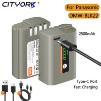 DMW-BLK22 DMW BLK22 2500mAh Battery with Fast Charge Type C Port for Panasonic LUMIX DC-S5 DC-S5 II 