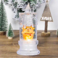 Christmas Electric Candles Santa Snowman Snowflake Night Water Flow Light Christmas Glitter Water Spinner LED Snow Globe Decor