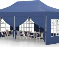 10x20 Ft Pop Up Canopy with 6 Sidewalls, Instant Setup Canopy Tent with 2 Zippered Door, Windows, Carrying Bag UPF 50+ Portable