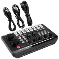 Audio Mixer,Live Sound Card And Audio Interface With DJ Mixer Effects And Voice Changer,Podcast Production Studio