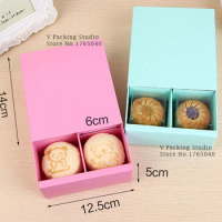 14X12X5cm macaron boxes High grade Macaron/Moon cake box 4 lattice Drawer cake box cookies biscuit packing 100pcs/lot