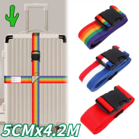 5CM*4.2M Tali Koper Silang Ganda Pengikat Koper Luggage Belt Strap Kuat untuk Perjalanan Aksesoris K