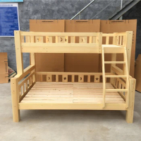 Children Bedroom Solid Wood Furniture Pine Kids Double Decker Kids Bunk Bed with Ladder