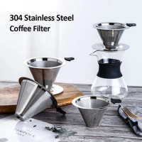 New Reusable Coffee Filter Double Layer 304 Stainless Steel Coffee Filter Holder Pour Over Coffees Drip Mesh Coffee Tea Filter