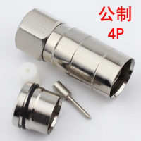 Cable TV connector F plug metric extrusion plug SYWV75-7 four shielded cable all copper connector direct selling