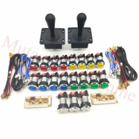 2Player Arcade Joystick DIY Kits with Arcade USB Encoder and 4/8way American style Joystick Chrome Illuminated Push Buttons