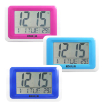 【EDISON】多功能LCD螢幕溫度電子時鐘-三色(EDS-A34A)