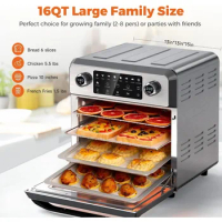 Air fryer oven 16 quarts 10 in 1 air fryer oven combination -1700W large air fryer convection oven stainless steel