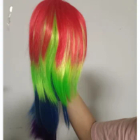 Wig Rainbow Colorful Straight Cosplay Wig for My Little Pony Friendship Is Magic