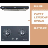 kompor 2 tungku tanam rinnai RB 772 rog + rinnai cooker hood RH 229B