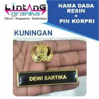 Paket Name Tag dan Pin Korpri kuningan Resin