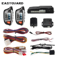EASYGUARD 2 Way Car Alarm System LCD Pager Display Remote Engine Start Universal Turbo Timer Mode Shock Sensor Alarm security