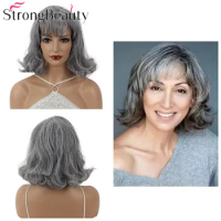 StrongBeauty Synthetic Women Wavy Wigs Gery White Hair Cosplay Wig