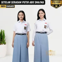 Setelan Seragam Sekolah SMA MA Putih Abu lengkap Atasan Rok Wiru 1 Belah 1 lipit 1 Panjang Pendek Pu