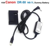 DR-50 DC Coupler NB7L NB-7L Fake Battery Adapter+USB Type C Power Cable For Canon G10 G11 G12 SX30IS