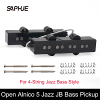 Open Alnico 5 Jazz JB Bass Pickup Neck or Bridge Pickup Braided Cloth Cable for 4-String Bass Parts