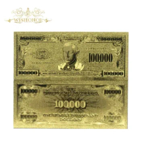 10pcs/lot Collectible USD 100000 Dollar 24K Gold Plated Banknote Bill World Paper Money Gold Foil Co