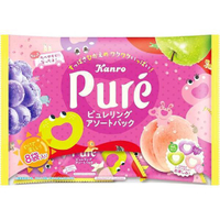 【江戶物語】(短效特價) KANRO 甘樂 Pure 大包裝 心型 果實軟糖 三角包 綜合水果風味 造型軟糖 日本進口