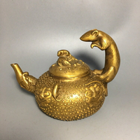 精品純銅壺十二生肖老鼠水壺 仿古五鼠運財茶壺酒壺擺件特價