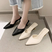 Women's open-toe mules for outdoor wear, 2025 spring/summer new style, shallow-cut stiletto high-hee