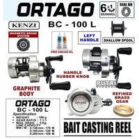 Reel KENZI ORTAGO BC 100L Reel BC Bulat Super Ringan 160g Spesialis Ultralight Left Handle