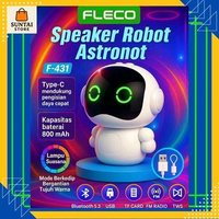 Speaker Robot Astronot Bluetooh Wireless Fleco F-431 LED Light RGB Super Bass Portable - Spiker Bass