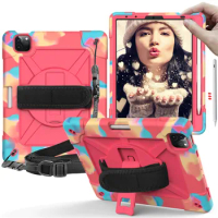 For iPad Air 4 Case for iPad Air 4th Generation Case 2020 Heavy Duty Shockproof for New iPad 10.9 Case Kids Stand Cover + Strap