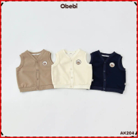 ♗Áo Gillet Nỉ Cài Khuy Obebi Thời Trang Thu Đông Cho Bé Trai Bé Gái từ 8kg - 23kg AK204♕COD VN