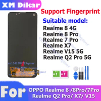 OLED For Realme 8 RMX3085 LCD TouchScreen Digitizer For Realme 7Pro/8 Pro/X7 RMX3081 Realme Q2 Pro/V15 RMX2173 RMX3092 Replace
