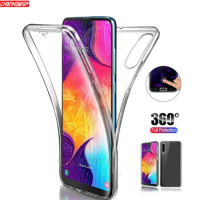 Double Silicone Case For Samsung Galaxy A10 A20 A20E A30 A40 A50 A60 A70 A 30 A 50 Phone Cases 360 Cover Full Body Soft Case
