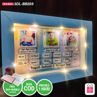FRAME 3D Foto LAMPU -Kado / Hadiah Bayi (Biodata Bayi) Baby Born 3D-BB205 1 Hari Jadi | Bisa COD 3D-