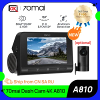 70mai Ultra HD 4K Dash Cam A810 Global Version Built-in GPS ADAS 150°FOV Motion Detection DVR Support Rear CamParking Montioring