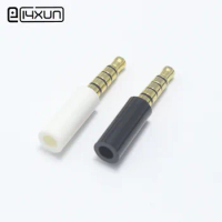 2pcs 3.5mm 5pole Stereo Plug White Black DIY Repair Headphone Male Plugs Audio Connector for Sony Meizu