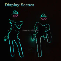 DIY Festival Party Clothes with EL Wire, 10 Color Select, Laser Dance with EL Glasses, Powered by DC 12V Button EL Driver