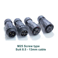 M25 Male Female Wire Connector IP67 Waterproof 35A quick plug 2 pin 3 pin 4 pin electrical Coupler Screw for LED light 10 units