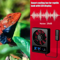 Temperature Controlled Fan For Reptile Enclosure Cooling Fan With Led Display Low Noise Fan For Amphibians Reptiles S C5m9