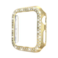 Protector Frame Case Compatible with Apple Watch Series 5 / 4 44mm, Double Row Bling Crystal Diamonds Look Protective Cover