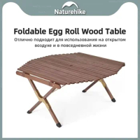 Nature-hike Solid Wood Hexagonal Table Desktop Widening Outdoor Portable Camping Picnic Barbecue Folding Egg Roll Wood Table