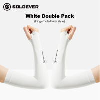 ปลอกแขนกันแดดโลโก้ใหญ่ SOLOEVER 1 คู่ ปลอกแขนป้องกัน UV ดีไซน์ระบายอากาศได้ เหมาะสำหรับกีฬากลางแจ้ง