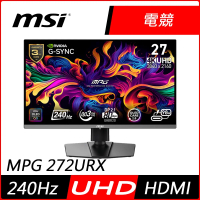 【MSI微星】MPG 272URX QD-OLED 27型 UHD OLED 240Hz 平面電競螢幕(0.03ms/HDR/低藍光/HDMI)