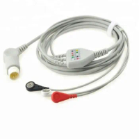 Compatible for Philips/HP 12Pin MP20/30/VM6 Patient Monitor ECG Cable One Piece 3 Leadwire, Monitor Cable Snap End AHA .TPU