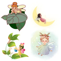 Cartoon Dream Cute Elf Flower Fairy with Wings Flying Little Fairy Custom Iron on Patches Patches Stickers Iron on Patches