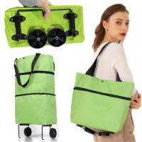 Foldable Shopping Trolley Bag Cart Oxford cloth Reusable Eco Waterproof Bag With Wheels Supermarket Grocery Shopping Large Bag