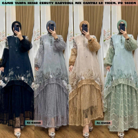 Gamis Bini Orang Set hijab dan Tampa Hijab Bahan Ceruty Baby Doll Mix Cantili Ld 110 Cm Pb 140 Cm