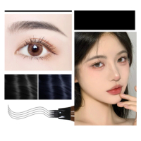 2支四叉眉筆持久防水防汗不脫色不暈染細頭(4#)(黑色)#N80_014_303